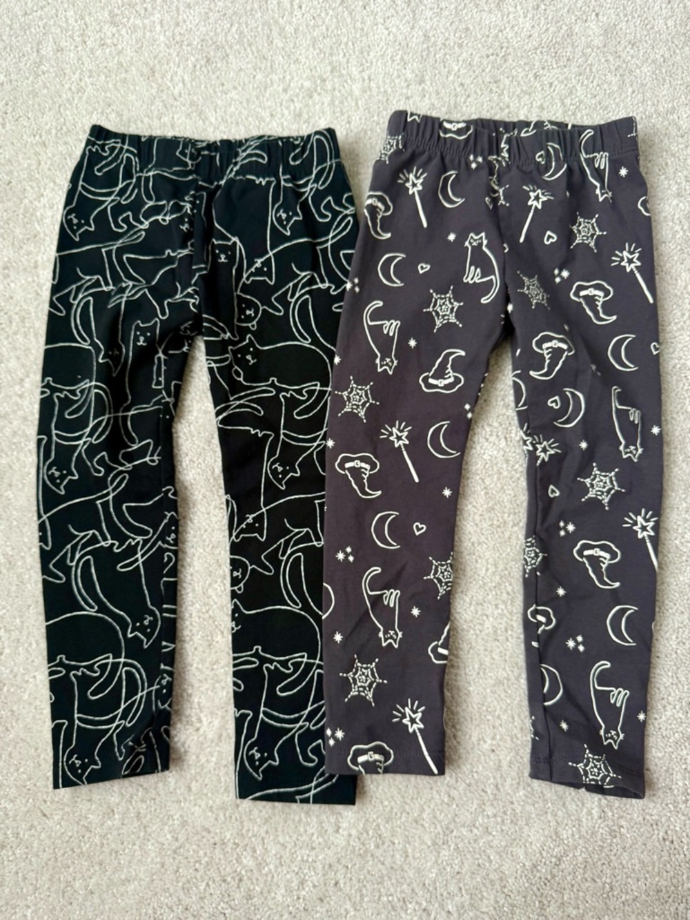 Brand New Joe Fresh Black Leggings with White Cat Line Art